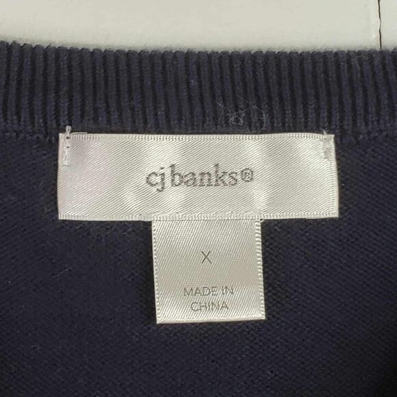 CJ Banks Sweater Coastal Christmas Pullover Blue Red Size XL Owl Pullover - Picture 4 of 8